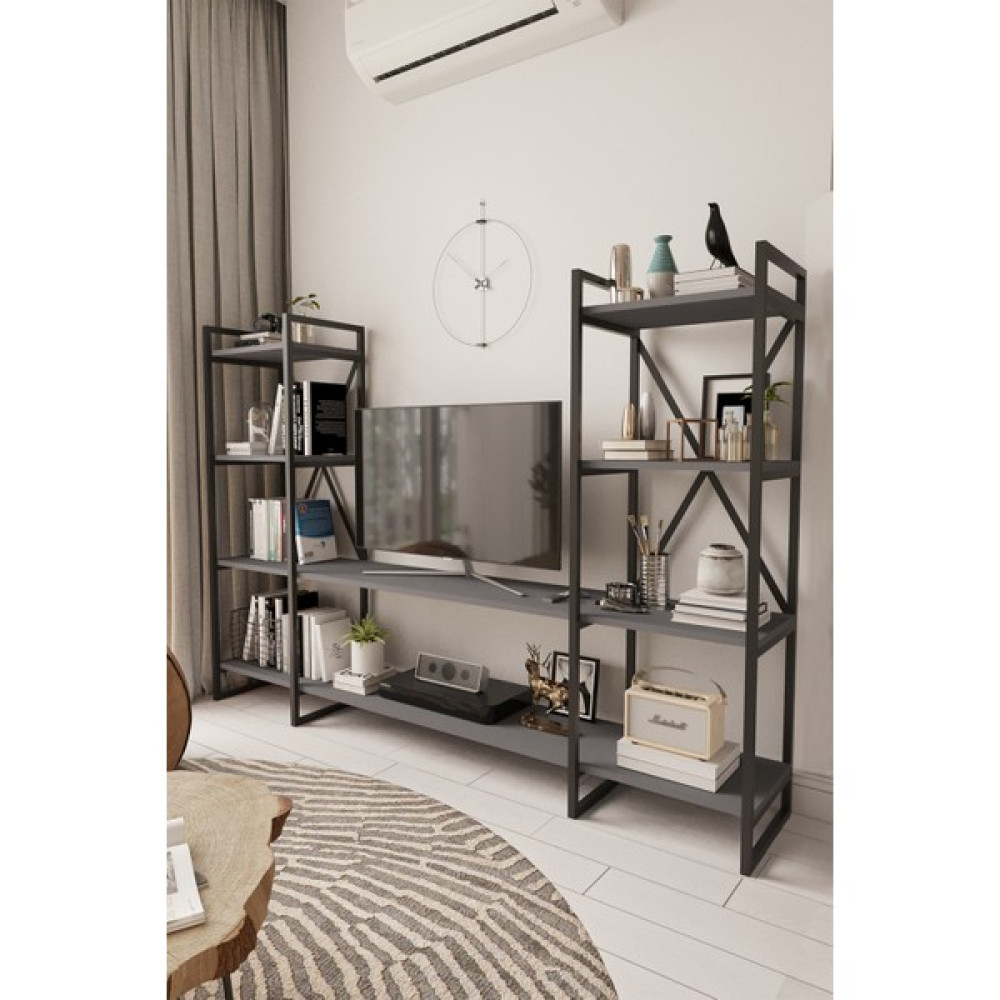 Mobitopya Nilamu 200 cm Tv Ünitesi / Metal Aksamlı / Açık Raf / Kitaplık / Organizer / Ofis / Ev / Salon / Tv Sehpası / Dekoratif - Beyaz Tv Ünitesi / Sehpası Fiyatı