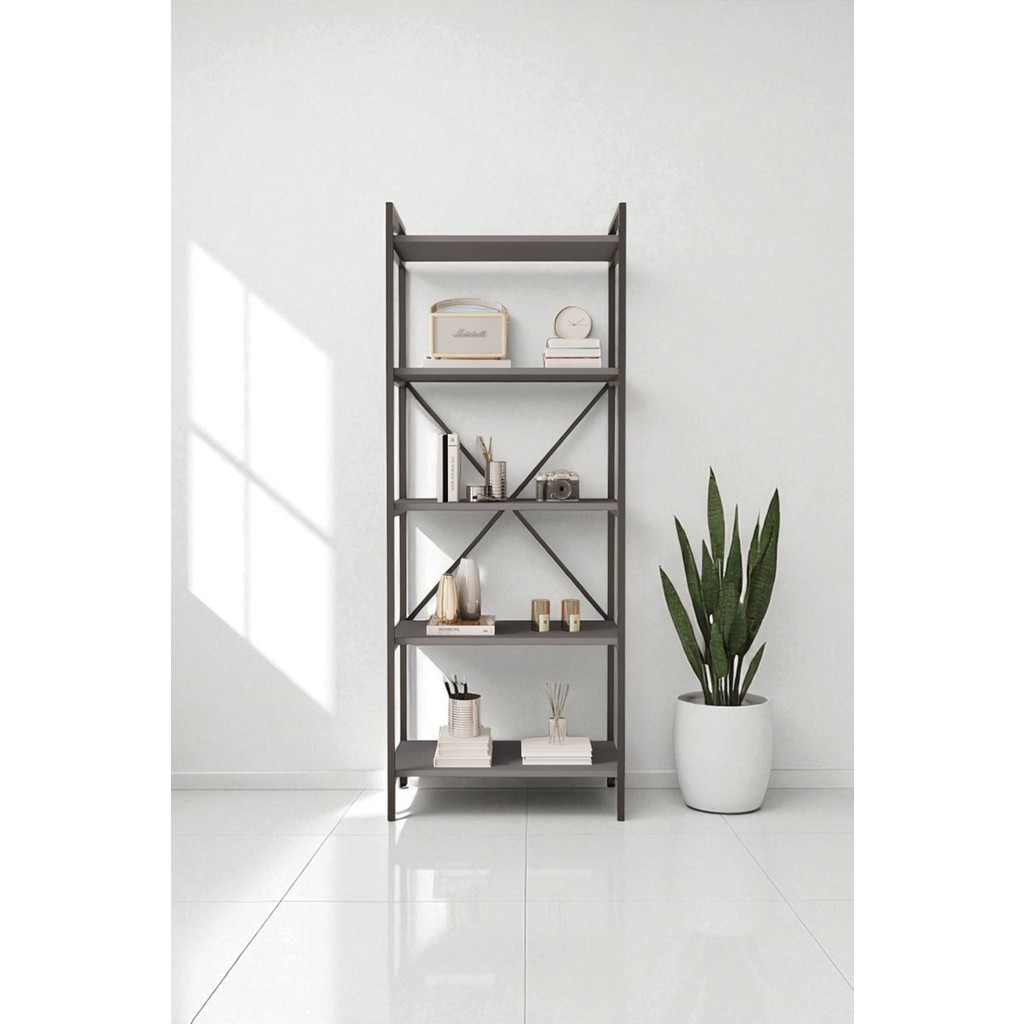 Mobitopya Nilamu 65 cm Antrasit Kitaplık / Metal Aksamlı / Açık Raf / Organizer / Ofis / Ev / 5 Raflı Kitaplık Kitaplık Fiyatı