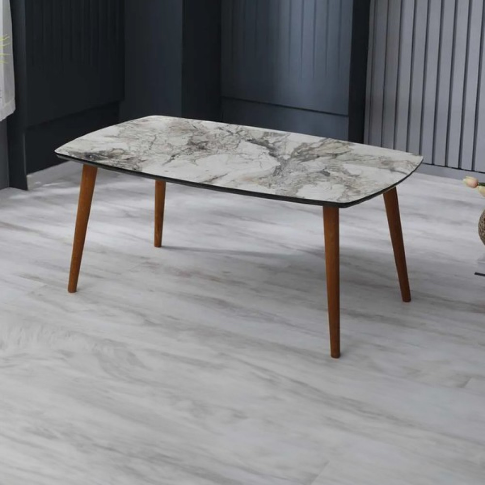 Mobiyus Mdf Ahşap Ayaklı Orta Sehpa - BEYAZ MERMER Orta Sehpa Fiyatı