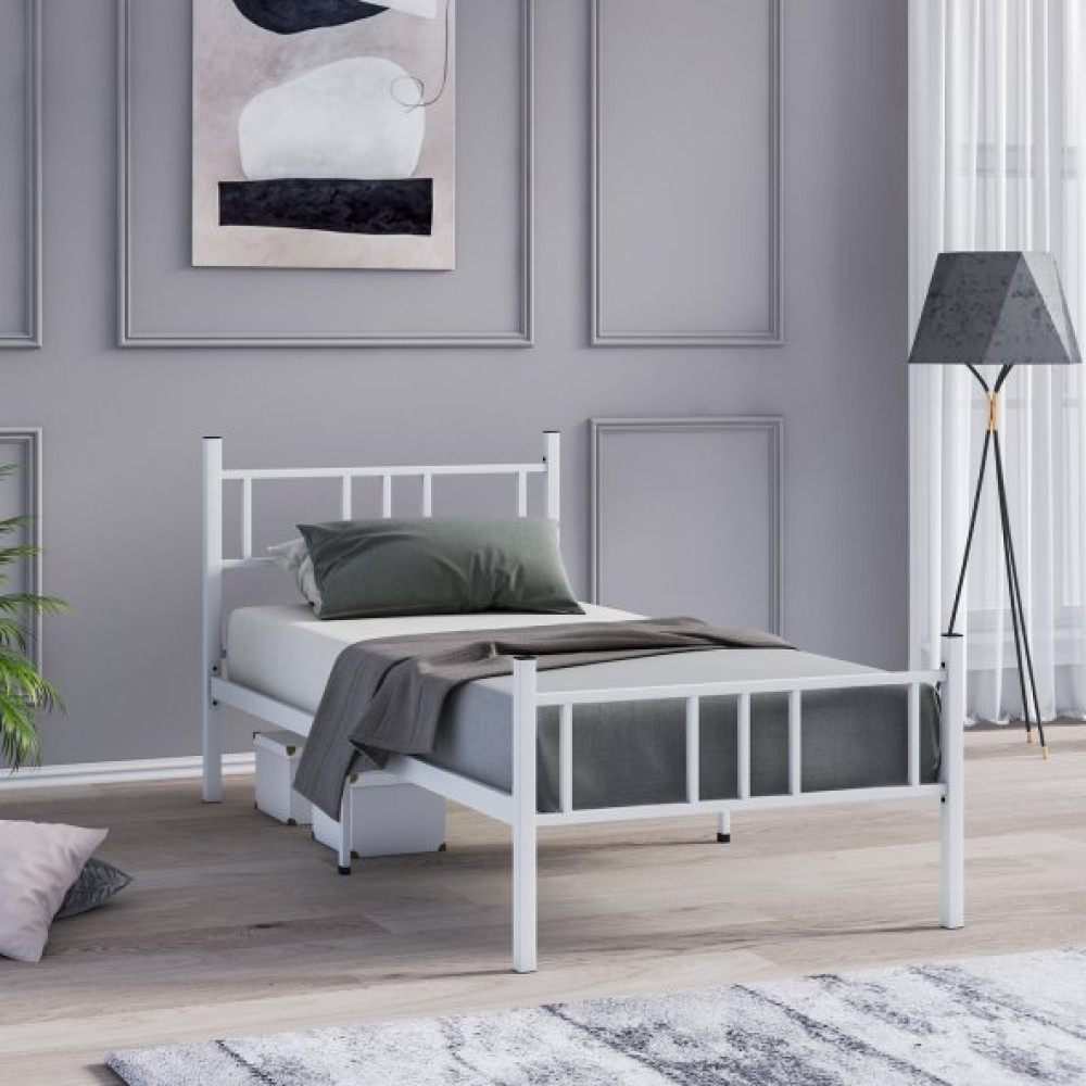 Mobpazar Metal Karyola, Akin Metal Karyola, 90X200 Cm Beyaz, Ferforje Karyola Oda Mobilyası Takımı Fiyatı