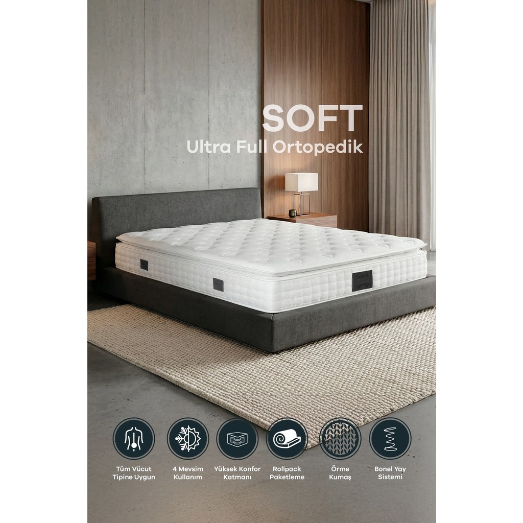 Mobyat Soft Ultra Full Ortopedik Bel ve Sırt Destekli Pedli Yaylı Yatak 140X190 - 140 x 190 cm - Beyaz Yatak Fiyatı
