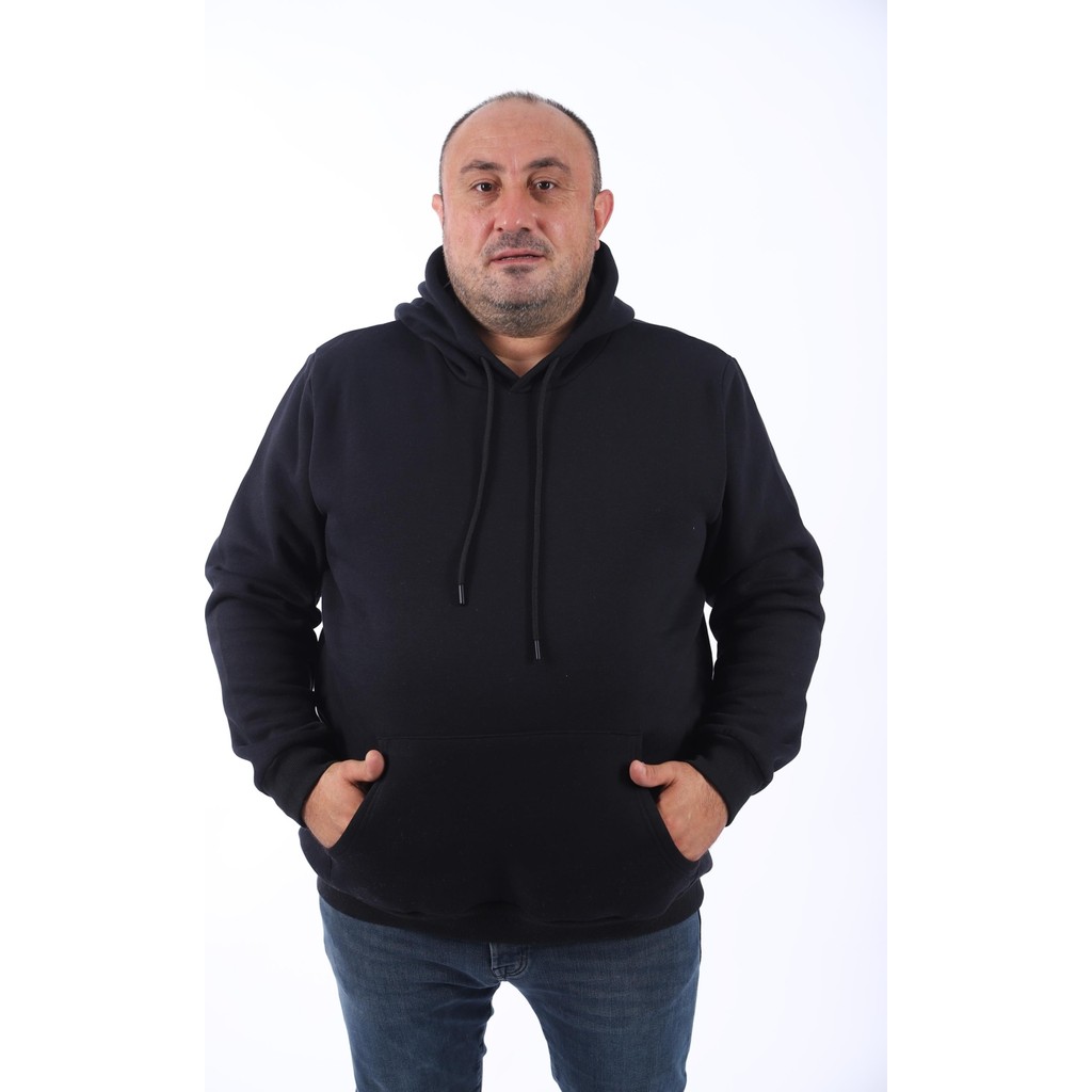 Moc Grande Büyük Beden Erkek Basic Sweat Kapüşonlu 11700-SIYAH Erkek Sweatshirt Fiyatı