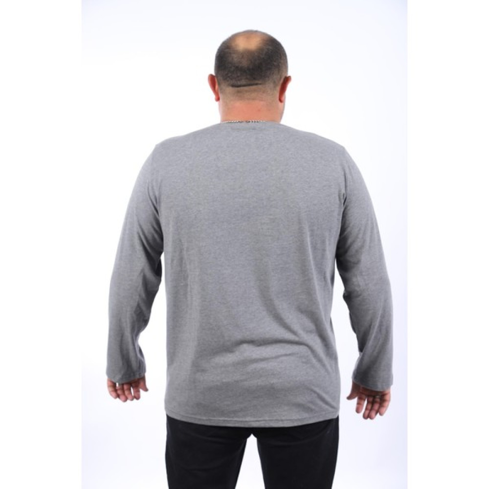 Moc Grande Mocgrande Büyük Beden Erkek Tişört Uzun Kol Bisiklet Yaka-Antrasıt Erkek T-shirt Fiyatı