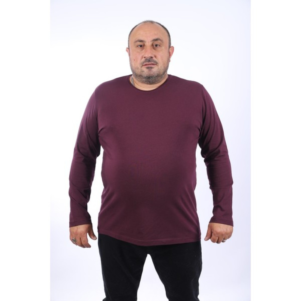Moc Grande Mocgrande Büyük Beden Erkek Tişört Uzun Kol Bisiklet Yaka-Murdum Erkek T-shirt Fiyatı