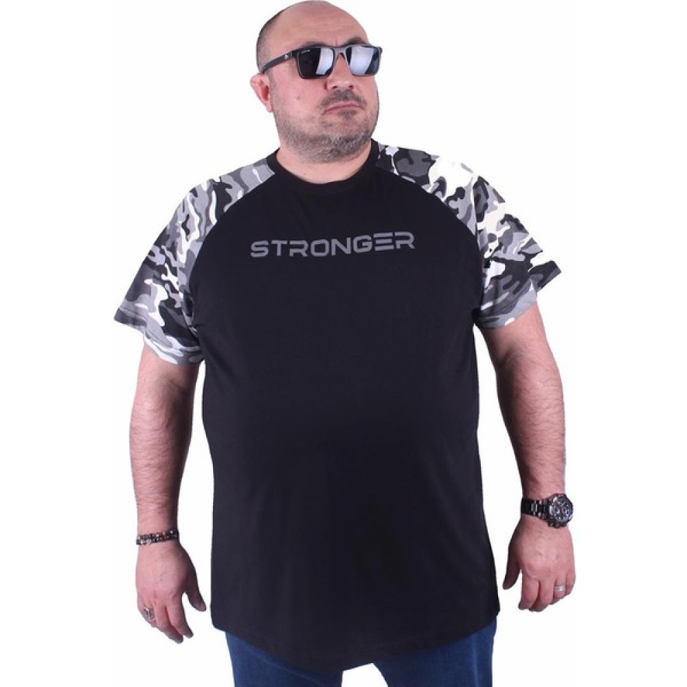Moc Grande Mocgrande Büyük Beden Raglan Sleeve Camouflage Erkek Tişört 23146 Fume Erkek T-shirt Fiyatı
