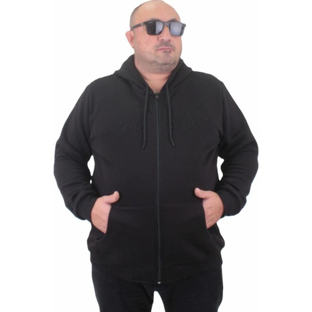 Moc Grande Mocgrande Fermuarlı Kapuşonlu Büyük Beden Sweat Jubin 23221 Sıyah Erkek Sweatshirt Fiyatı