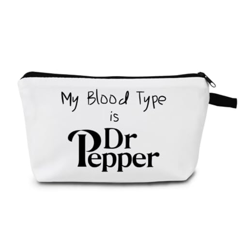 MoCaliduccious My Blood Type Is Dr Pepper Makeup Bag for Women Travel Cosmetic Organizer Bag Teacher Appreciation Gifts Small Zipper Toiletry Bag