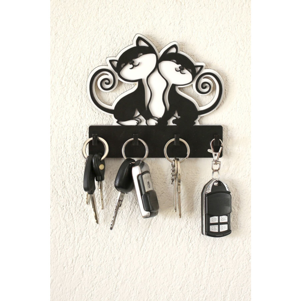 Moccoll Sevimli Kediler Mdf Duvar Askılığı Lazer Kesim 15x13 Cm Antre Duvar Süsü Anahtarlık Fiyatı