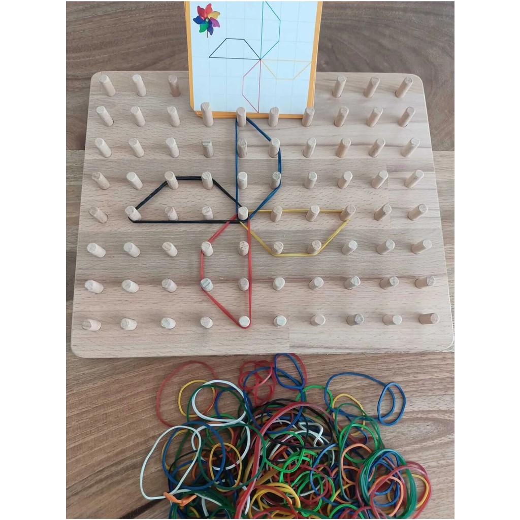Moccotoys Geoboard - Jumbo Montessori Eğitici Kartlı Lastikli Şekiller Geometri Oyunu (10X8) Ahşap Oyuncaklar Fiyatı