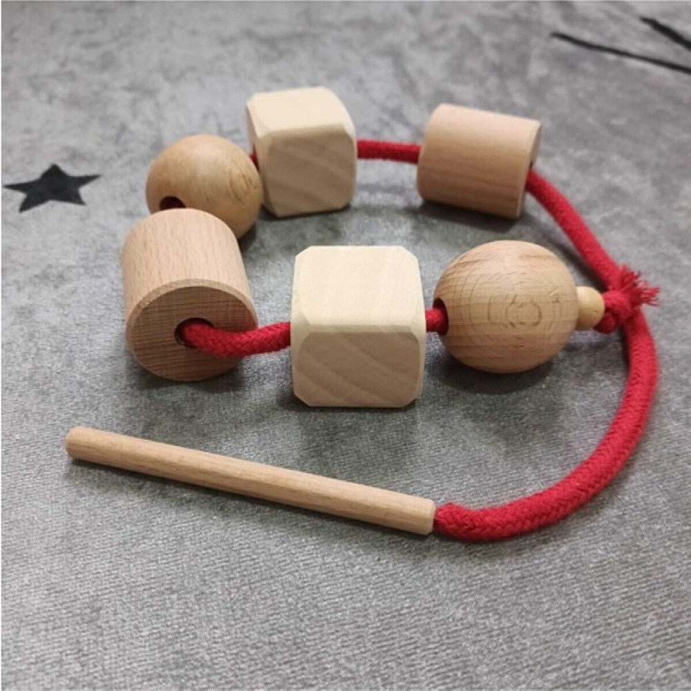 Moccotoys Montessori Ahşap Boncuk Dizme & Ip Geçirme Oyunu G12205818000115 - Ahşap Desenli Bebek Oyuncakları Fiyatı