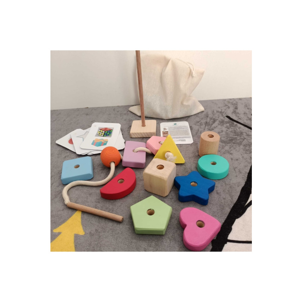 Moccotoys Montessori Ahşap Oyuncak - Giz Torbası Ve Ip Geçir Geometrik Şekiller Ikili Eğitici Kartlı Oyunu Ahşap Oyuncaklar Fiyatı