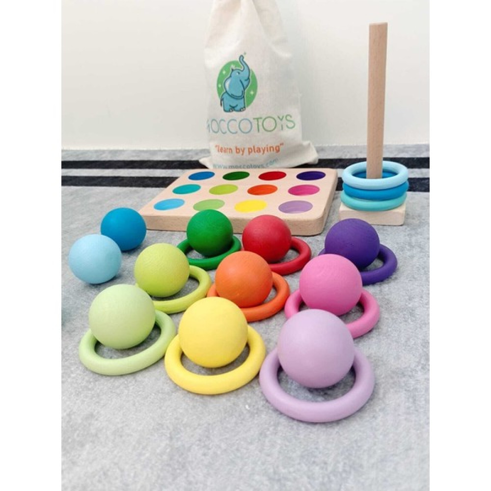 Moccotoys Montessori Eşleştirme Topları & Halka Seti - Açık Mavi Bebek Oyuncakları Fiyatı