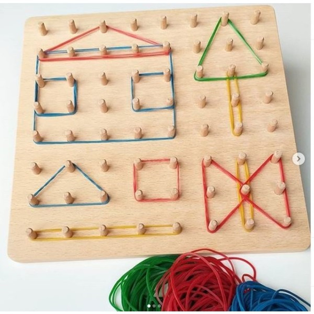 Moccotoys Montessori Geoboard & Lastikli Şekiller Eğitici Kartlı Geometri Oyunu Bebek Oyuncakları Fiyatı