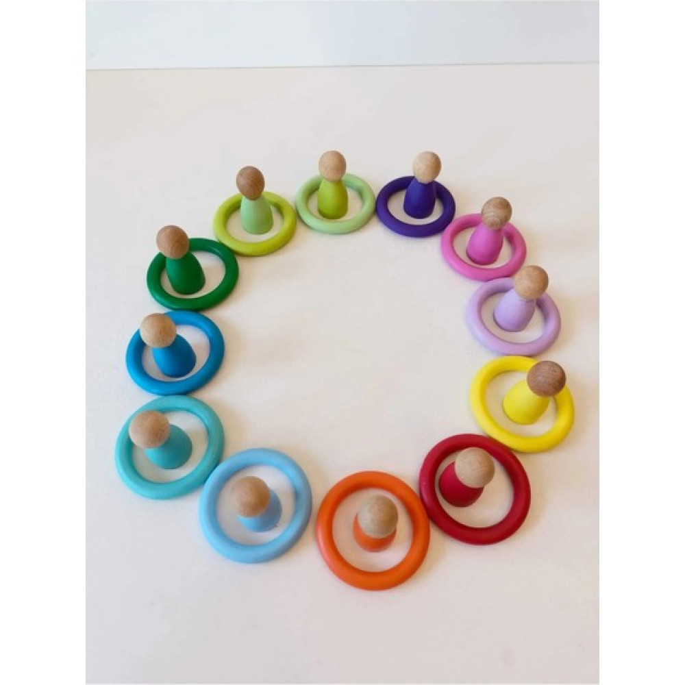 Moccotoys Peg Bebek ve Halka 12 Li Renkli Insan Figürleri (Waldorf) Bebek Oyuncakları Fiyatı