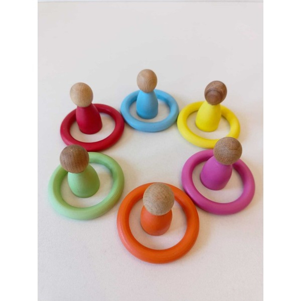 Moccotoys Peg Bebek ve Halka 6 Lı Renkli Insan Figürleri (Waldorf) - Kahverengi Bebek Oyuncakları Fiyatı