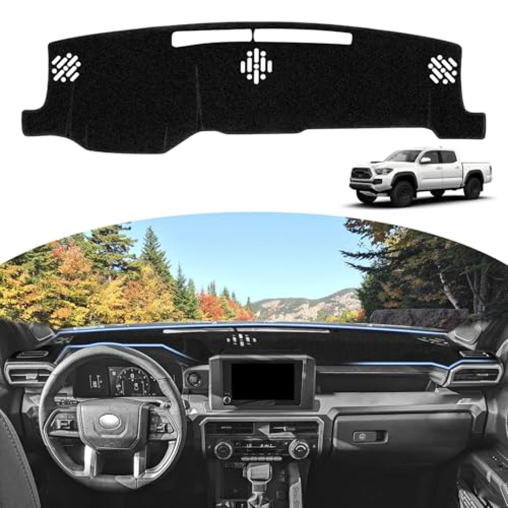 MOCHENT Dash Cover for Toyota Tacoma 2024 2025 Dashboard Cover Mat Non-Slip Center Console Protector Mat (Black Trim)