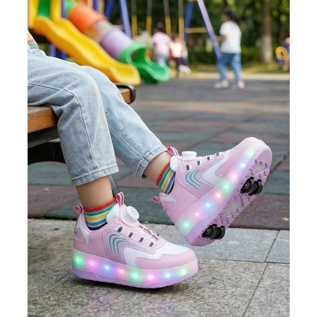 Mocno Kız Çocuk Patenli Işıklı Rahat Spor Ayakkabı & Yeni Model Tarz Patenli Kaykay Tekerlekli Sneakers Lila Pembe Ayakkabılar ve Çantalar Fiyatı