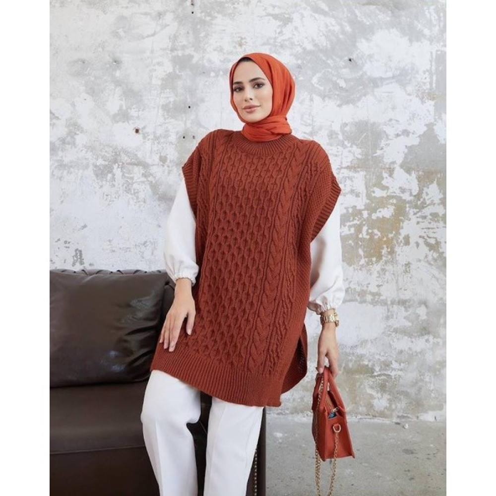 Moda Asrın Yırtmaç Detaylı Selanik Örgü Füme Triko Süveter Erkek Kazak & Süveter & Triko Fiyatı