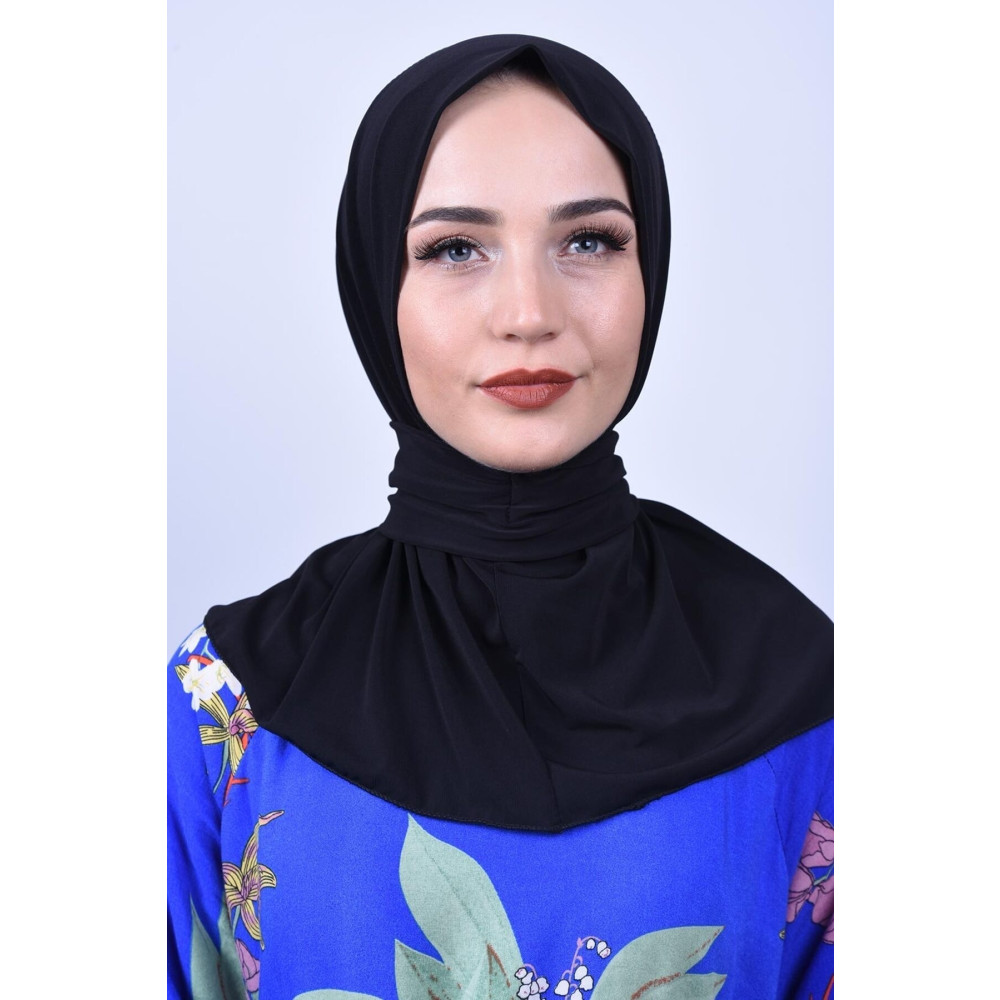 Moda Asse Çıtçıtlı Fular Şal Yüzme Ve Spor Için Uyumlu Pratik Şal Siyah Tesettür Giyim Fiyatı