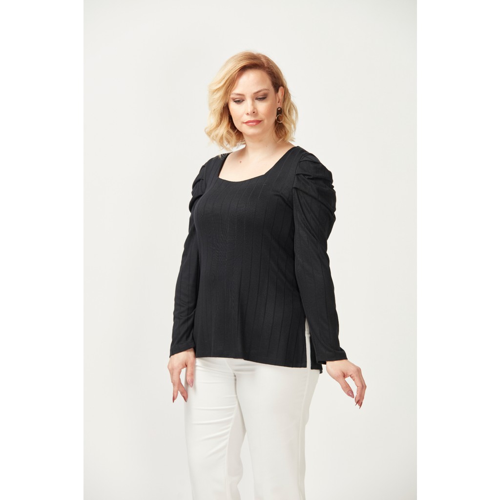 Moda Berray 3231 Havalı Kol Büyük Beden Triko Bluz Siyah Giyim & İç Giyim Fiyatı