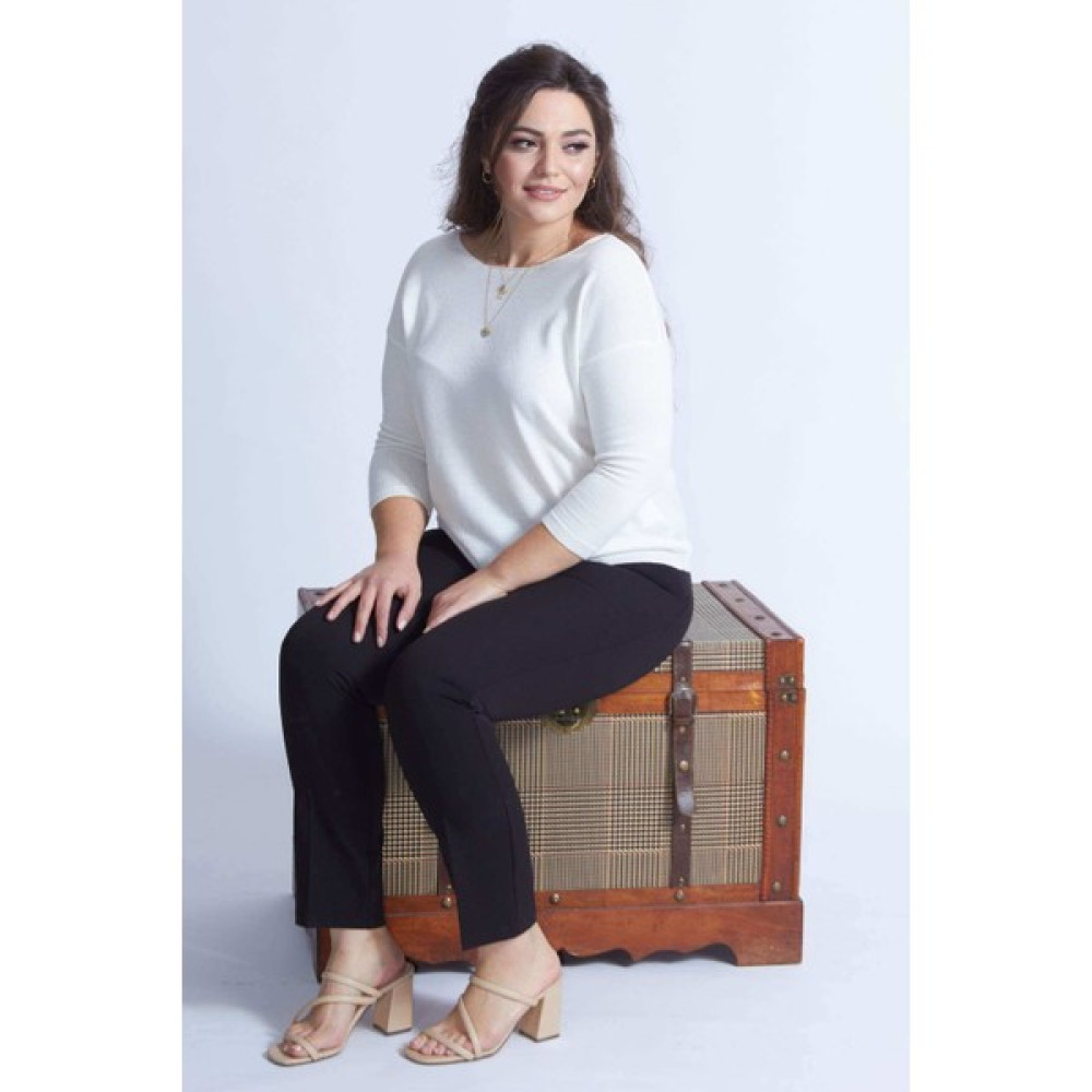 Moda Berray 4011 Krem Truvakar Kol Büyük Beden Triko Bayan Kazak & Süveter & Triko Fiyatı