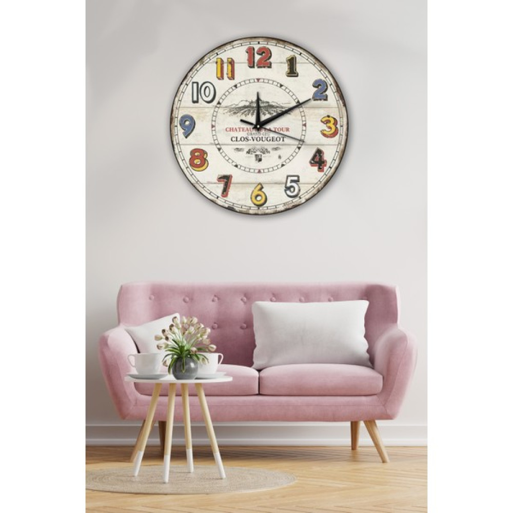 Moda Bilge Retro Tasarımlı Duvar Saati - Renkli - 35 x 35 cm Dekoratif Saat Fiyatı