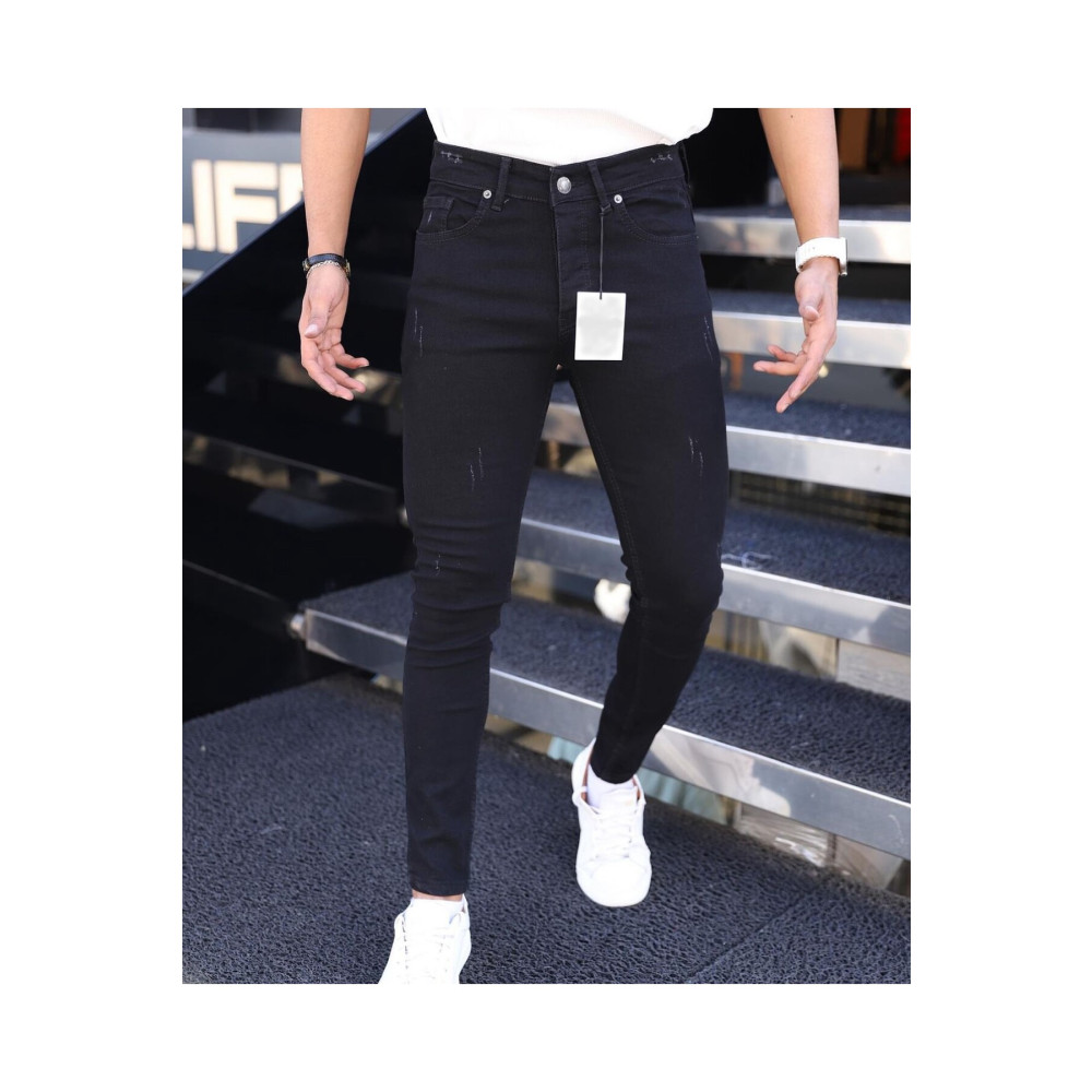 moda biz Erkek Siyah Tırnaklı Jean Italyan Kesim Denım Kot Pantolon 34/30 Beden Bayan Jeans / Kot Pantolon Fiyatı