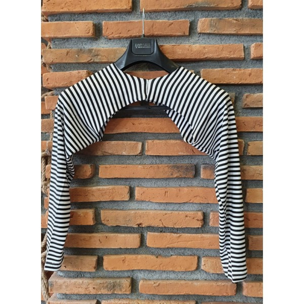 Moda Canel Kadın Tesettür Içe Giyilen Siyah Beyaz Çizgili Uzun Kol Bolero MCBLR003 Bolero Fiyatı