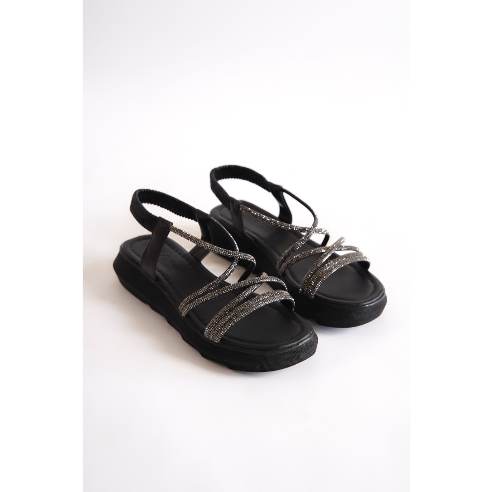 Moda Değirmeni Siyah Kadın Çapraz Taşlı Sandalet Bg1091-123-0007 36 Beden Unisex Sandalet Fiyatı
