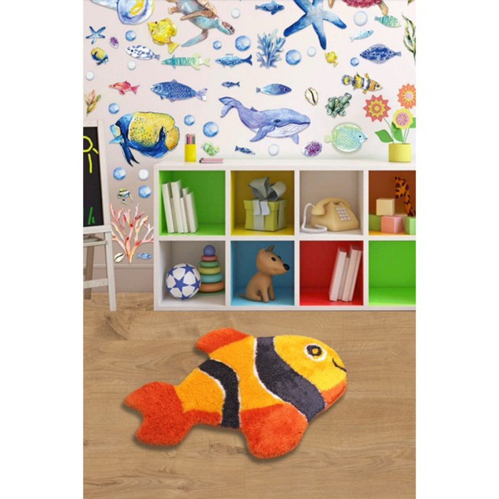 Moda Dekor Clownfish Çocuk Odası Halısı - Sarı - Turuncu - 60 x 80 cm Bebek Odası Halı Fiyatı