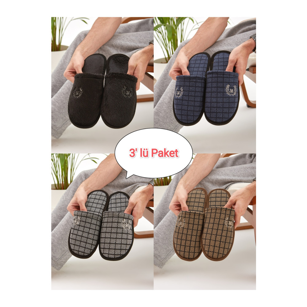 Moda Devrin 3lü Paket M Kışlık Terlik Ev Terliği Çeyiz Bohça Seti Misafir Terliği 42 Beden Unisex Sandalet Fiyatı