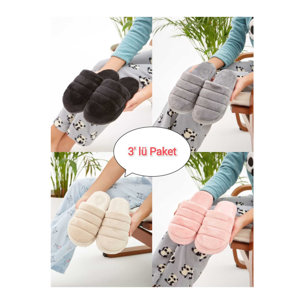 Moda Devrin 3lü Paket Önü Kapalı Terlik Ev Terliği Çeyiz Bohça Seti 39 Beden Unisex Sandalet Fiyatı