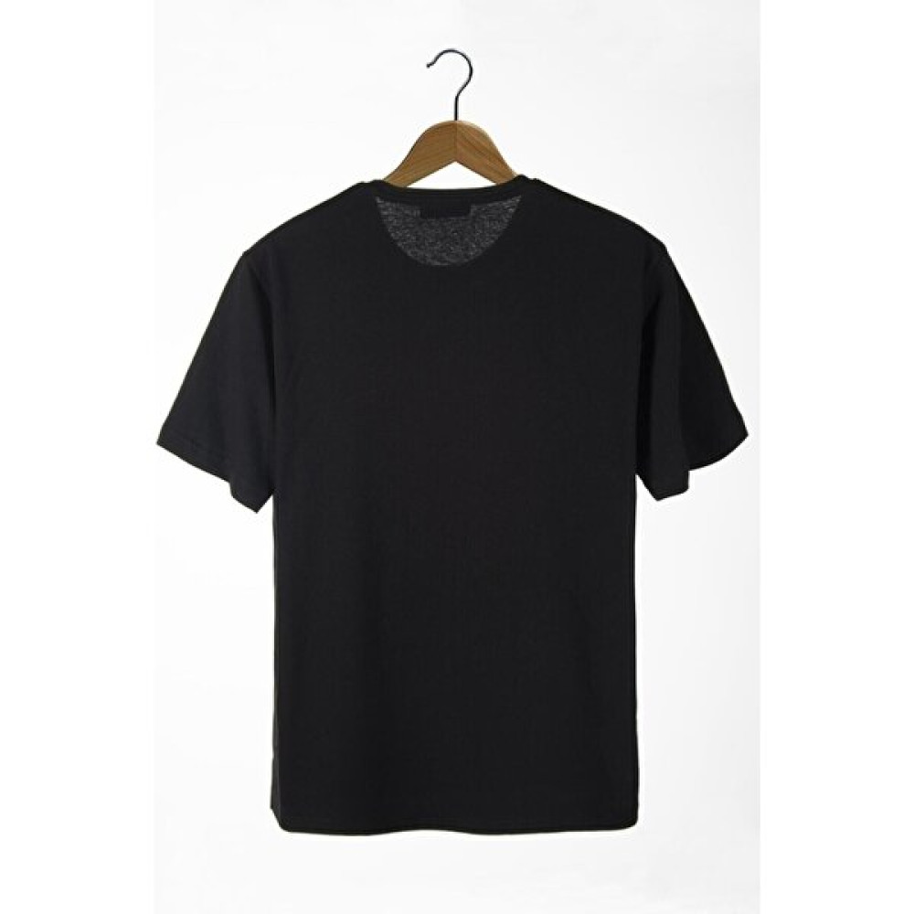 Moda Ekru Unisex Siyah Bisiklet Yaka T-Shirt Erkek T-shirt Fiyatı