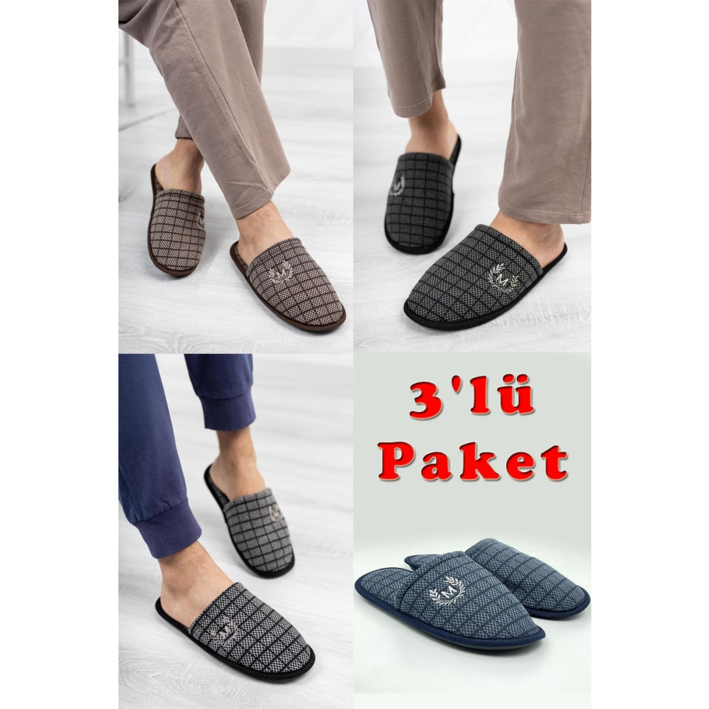 Moda Frato Modafrato 3lü Paket Motif Erkek Terlik Ev Terliği Paket Ürün 41 Beden Unisex Sandalet Fiyatı