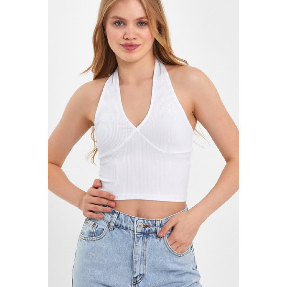 Moda Gerçek Boyundan Bağlamalı Crop T-Shırt Bayan T-shirt Fiyatı