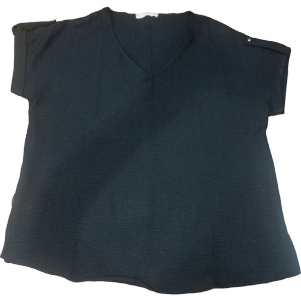 Moda Gerçek Büyük Beden Kısa Kol V Yaka Kadın T-Shirt Siyah - 50 Bayan T-shirt Fiyatı