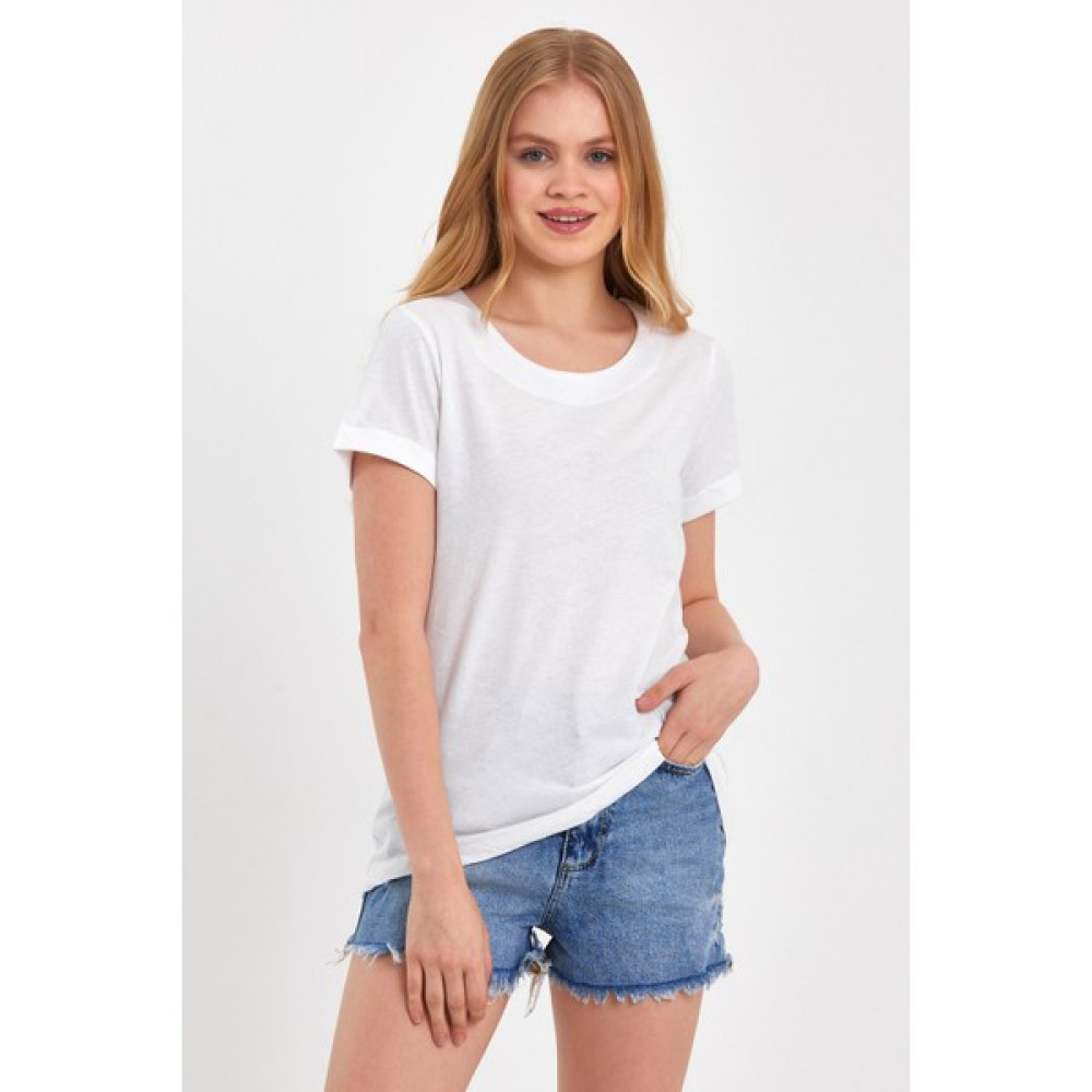 Moda Gerçek Organik Pamuklu Kadın T-Shirt Beyaz Bayan T-shirt Fiyatı