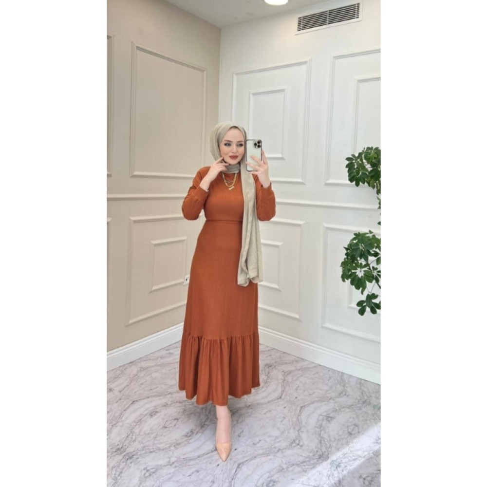 MODA HEVRA Kadın Etek Fırfır Detaylı Elbise 42 Beden Tesettür Giyim Fiyatı