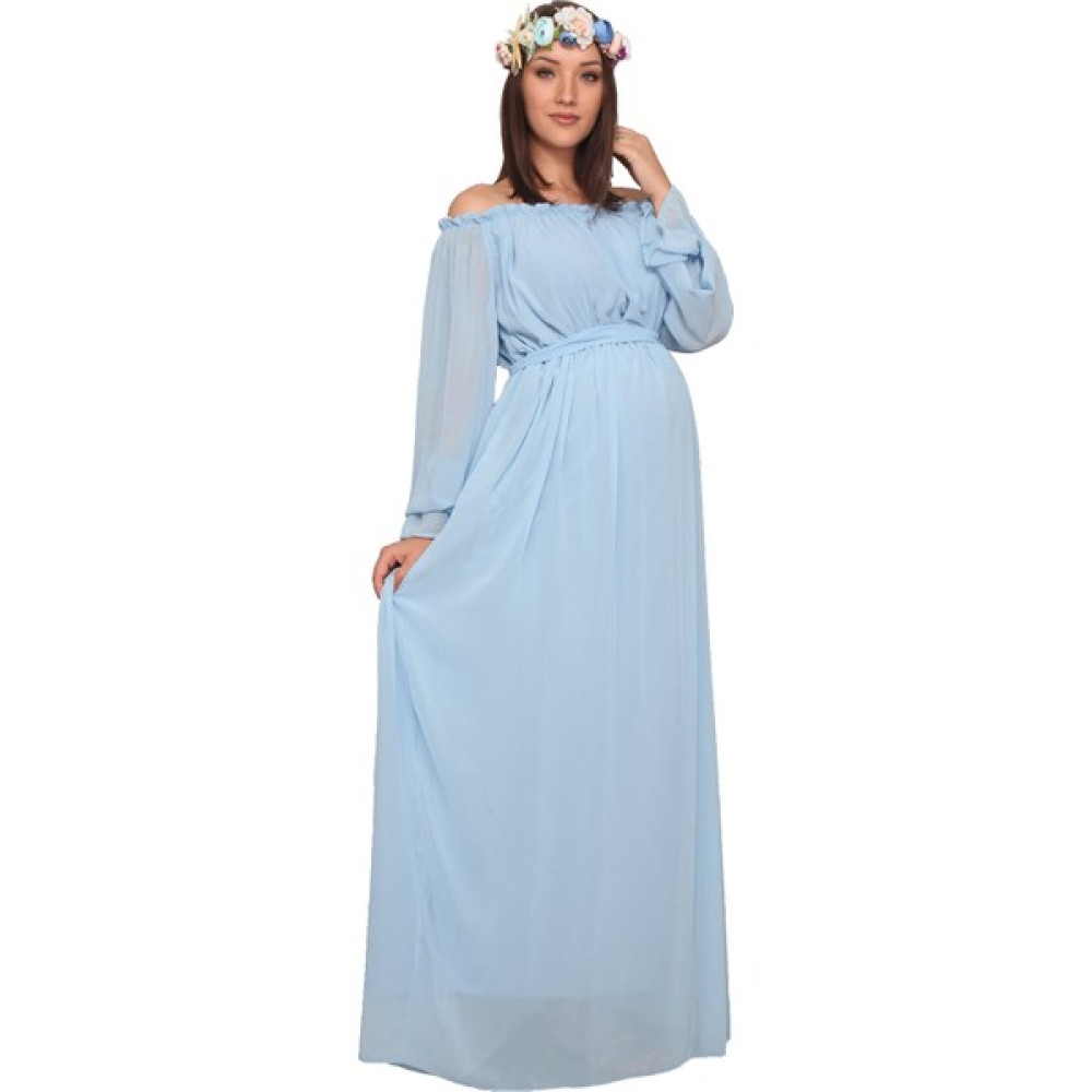 Moda Labio Babyshower Dökümlü Bebe Mavi Hamile Elbisesi Hamile Giyim Fiyatı
