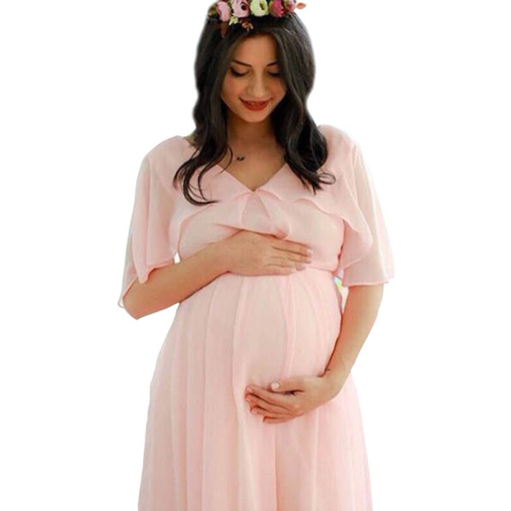 Moda Labio Babyshower Melek Kol Pudra Hamile Elbisesi Hamile Giyim Fiyatı