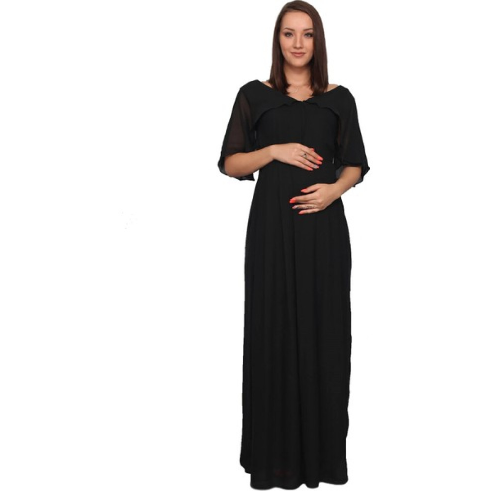 Moda Labio Babyshower Melek Kol Siyah Hamile Elbisesi Hamile Giyim Fiyatı