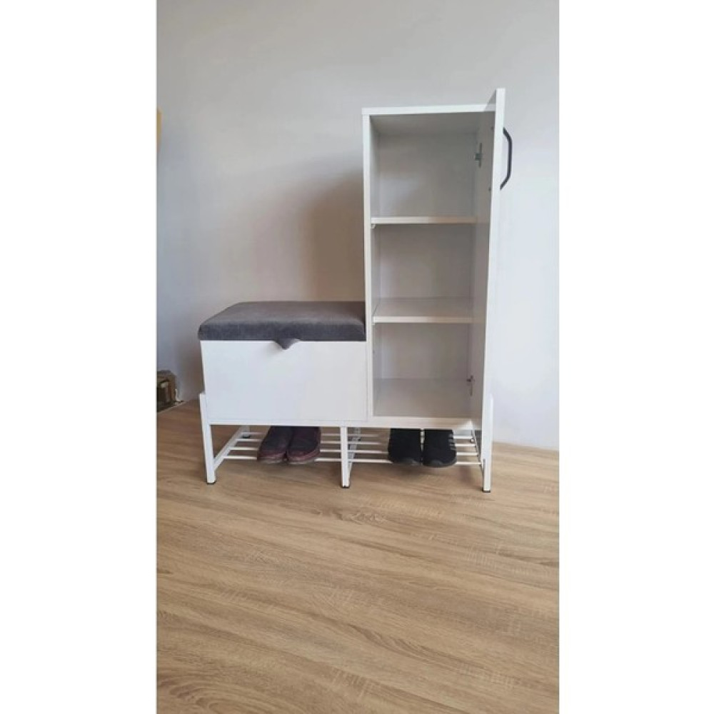 Moda Leo Moda Leo beyaz Puf Oturaklı Ayakkabılık Modaleo 23DM010 Ayakkabılık Fiyatı