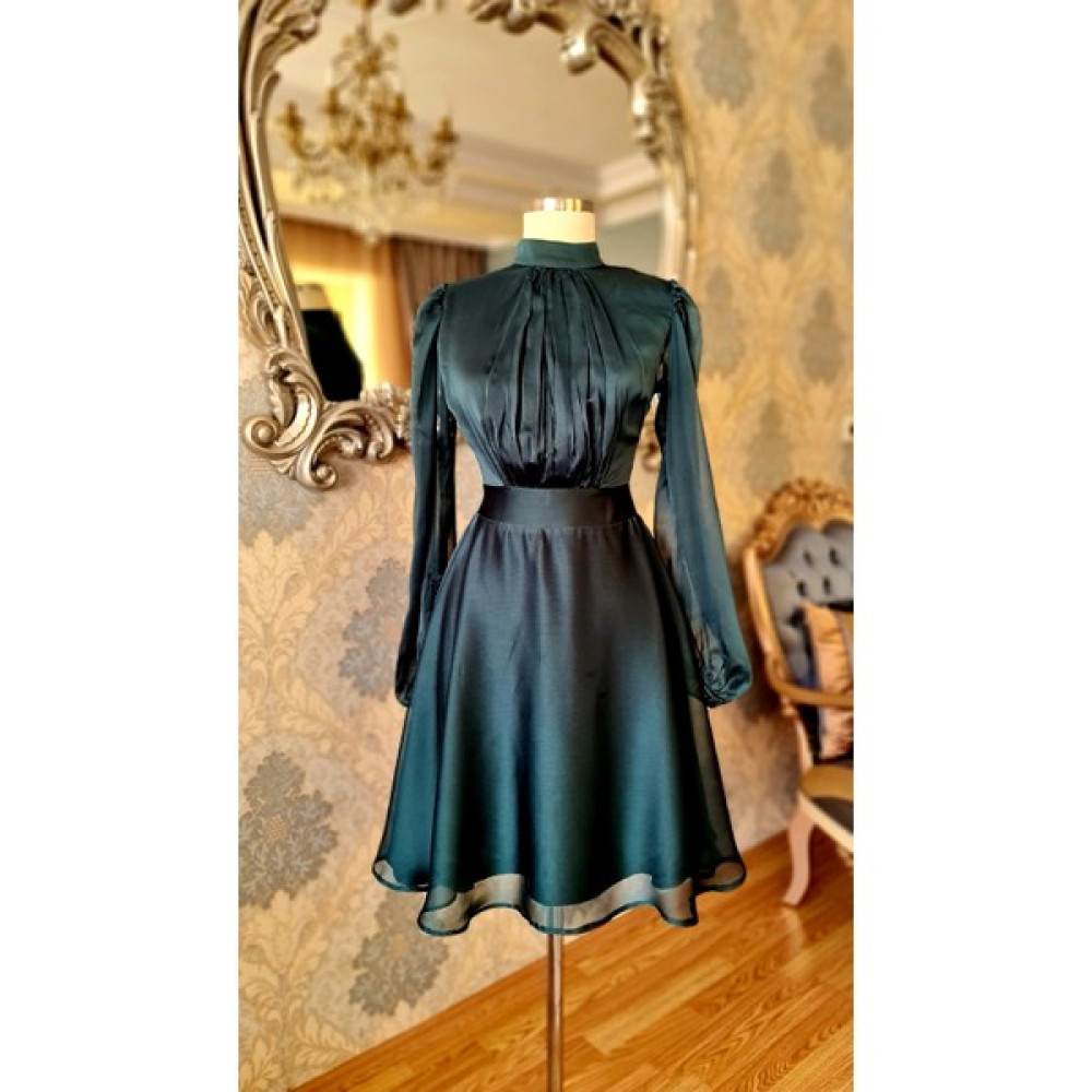 Moda Makko Yeşil Şifondan,söz,nişan,mezuniyet Için,mini Elbise Elbise Fiyatı