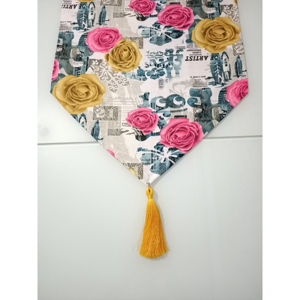 Moda Meral Çiçek Desenli Runner MMRL255936 - 140 x 40 cm - Renkli Masa Örtüsü Fiyatı