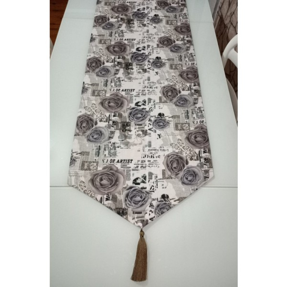 Moda Meral Çiçek Desenli Runner MMRL255975 - 140 x 40 cm - Renkli Masa Örtüsü Fiyatı