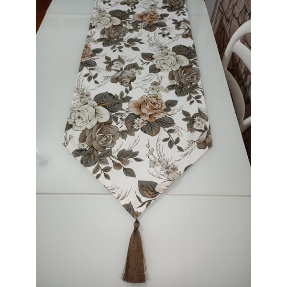 Moda Meral Çiçek Desenli Runner MMRL255979 - 140 x 40 cm - Renkli Masa Örtüsü Fiyatı