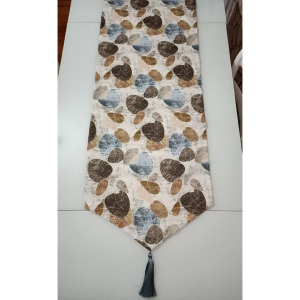 Moda Meral Taş Desenli Runner MMRL255971 - 140 x 40 cm - Renkli Masa Örtüsü Fiyatı
