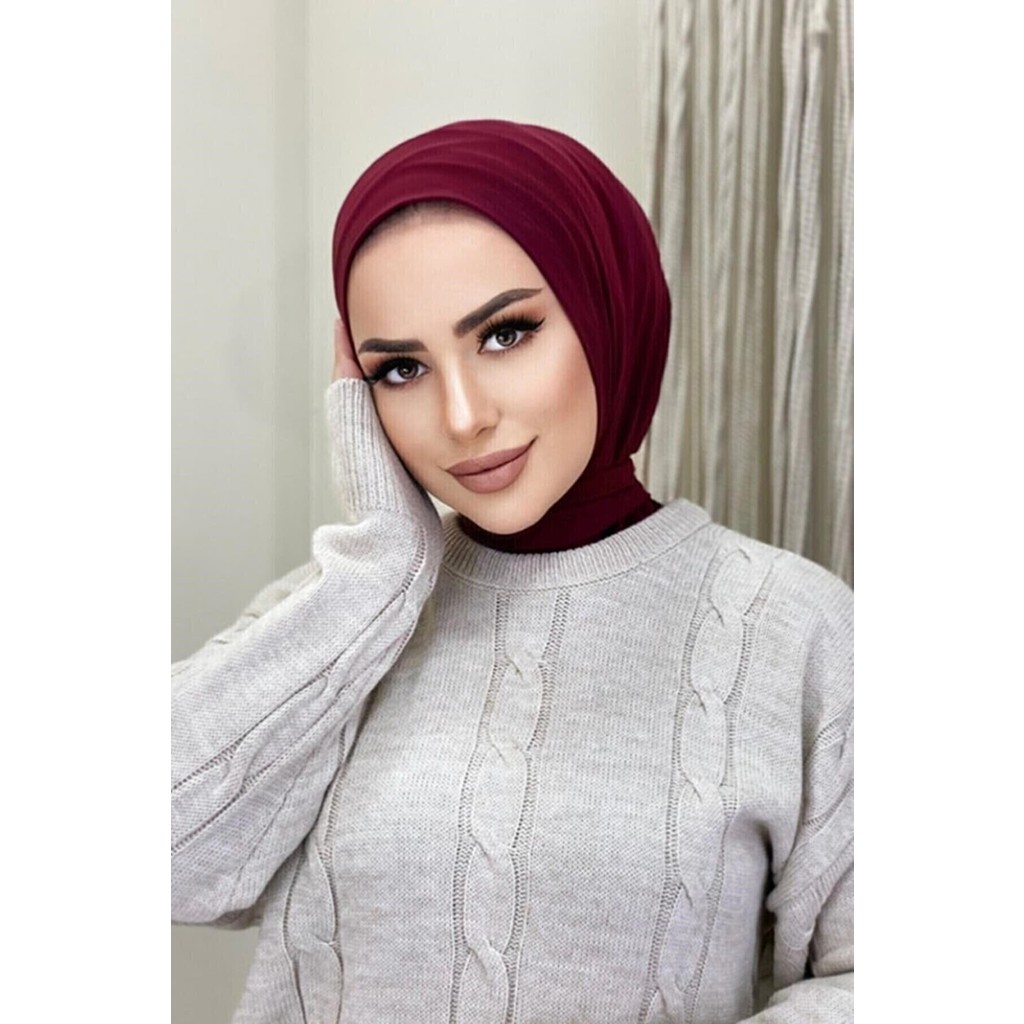 Moda Mevsimi Çıt Çıt Hazır Eşarp Çıtçıtlı Hijab Hazır Eşarp Bordo Diğer Fiyatı