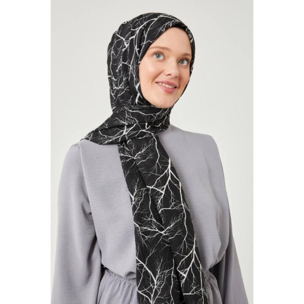 Moda Mevsimi Siyah Beyaz Serisi Desenli Mio Caz Şal Şimşek Desen Şal / Fular & Eşarp Fiyatı
