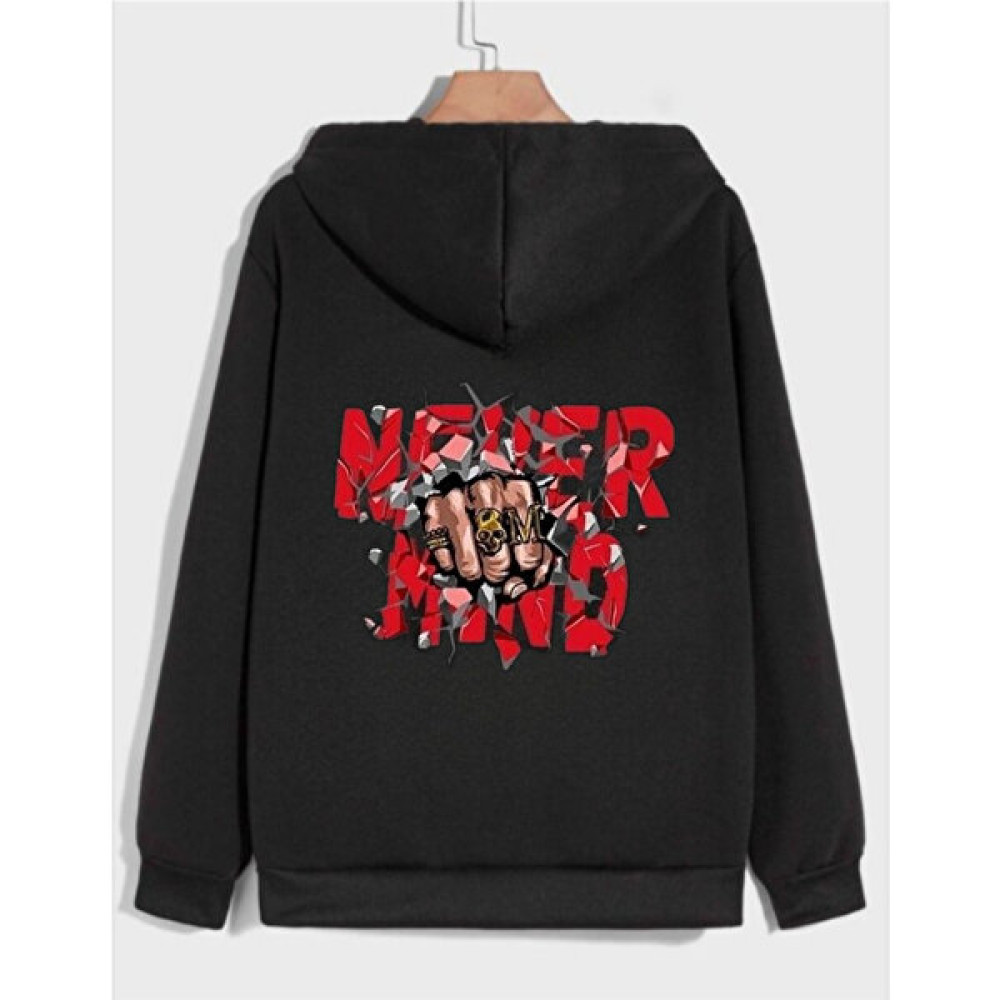 Moda Moonlife Erkek Oversize Siyah Hırka Nevermınd Arka Baskılı Erkek Hırkalar Fiyatı